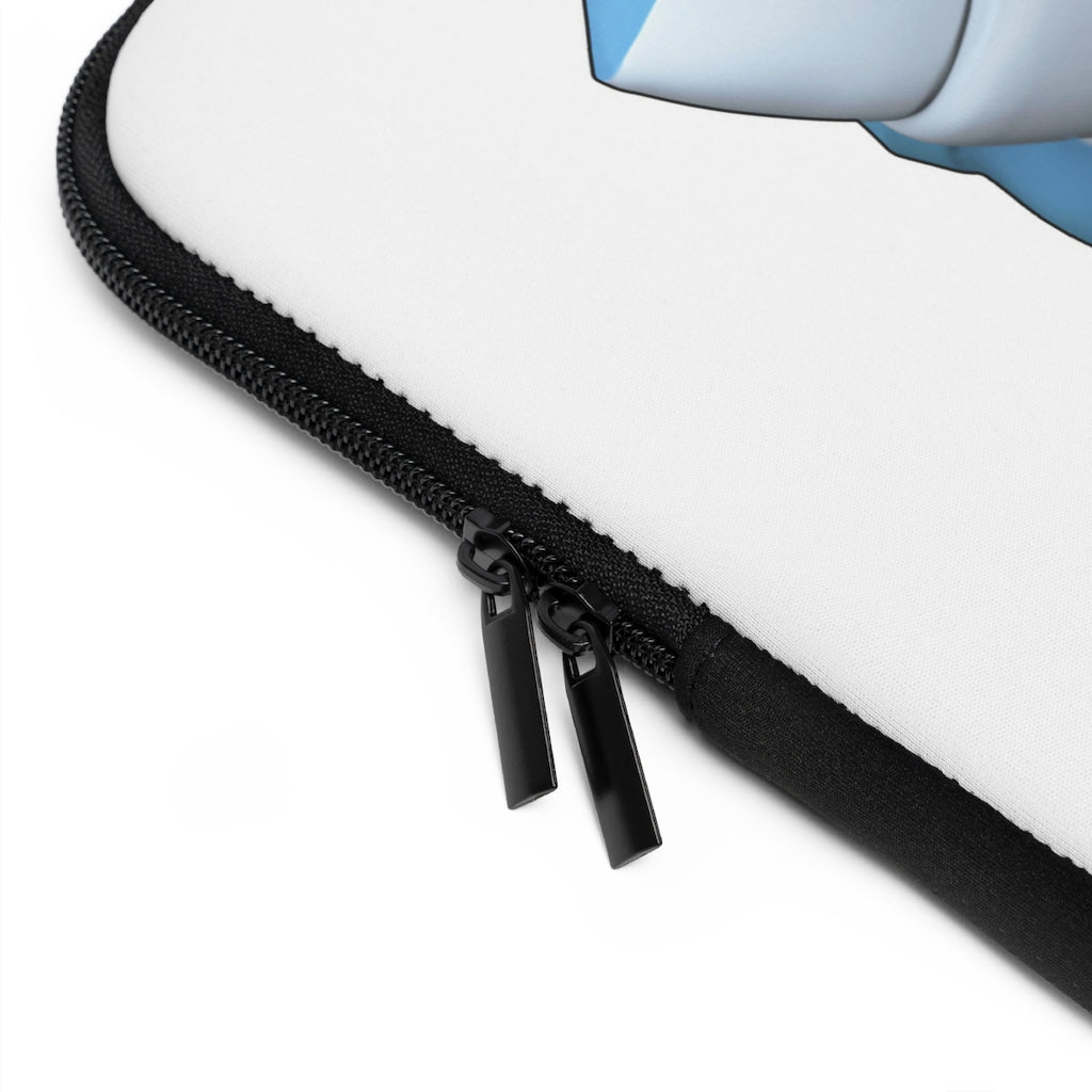 Ice Shark Laptop Sleeve featuring a customizable front design and black polyester back, ideal for protecting laptops during travel.