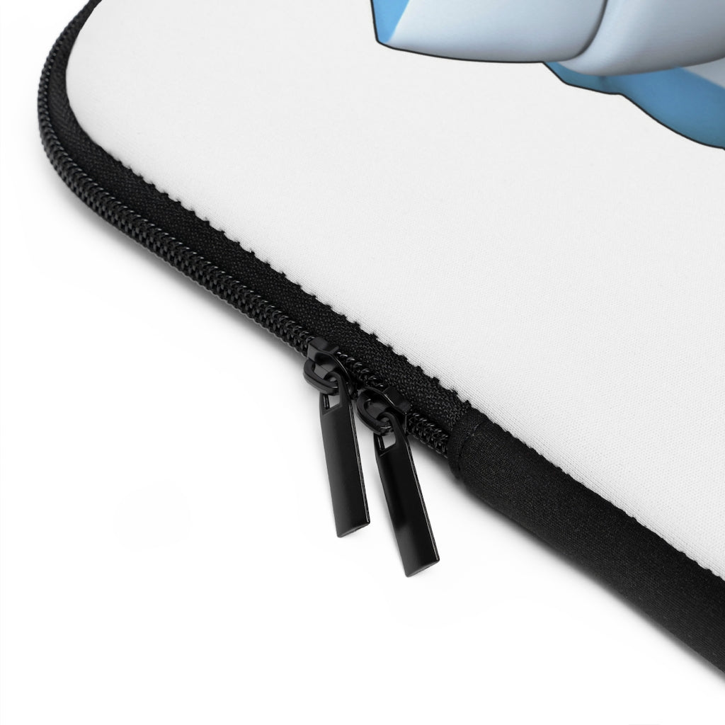 Ice Shark Laptop Sleeve featuring a customizable front design and black polyester back, ideal for protecting laptops during travel.