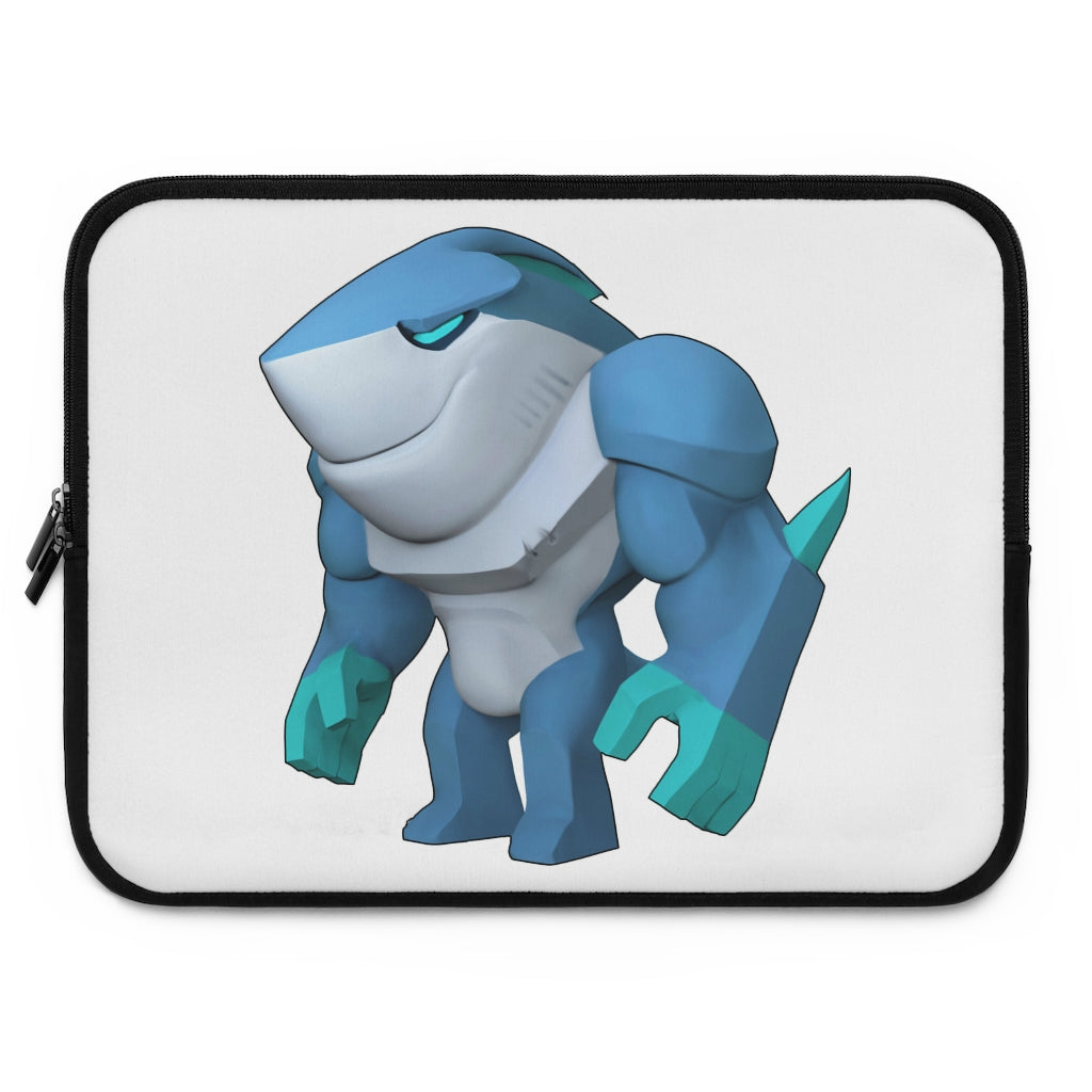 Ice Shark Laptop Sleeve featuring a customizable front design and black polyester back, ideal for protecting laptops during travel.