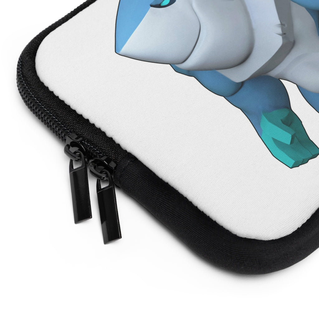 Ice Shark Laptop Sleeve featuring a customizable front design and black polyester back, ideal for protecting laptops during travel.