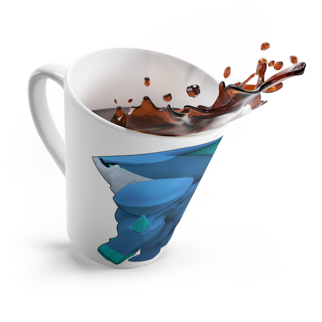 Ice Shark Latte Mug featuring a stylish design with rounded corners and a comfortable C-handle, perfect for enjoying lattes.