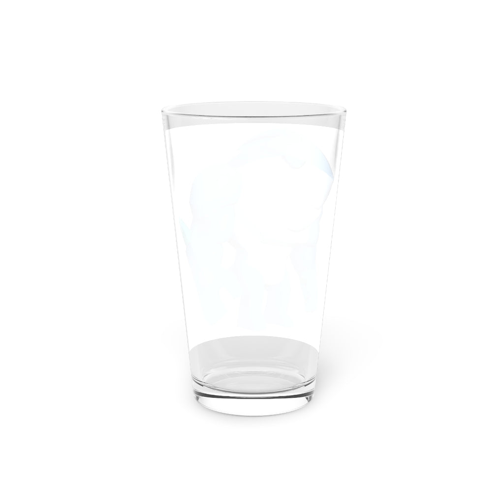 Ice Shark Pint Glass, 16oz, clear glass with custom printing options, ideal for beverages.