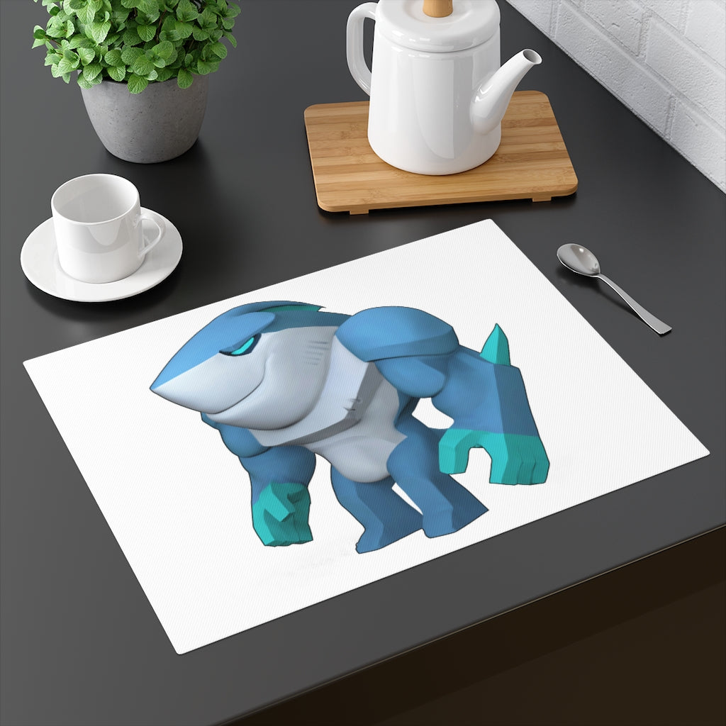 Ice Shark Placemat featuring a playful design with vibrant colors and a durable cotton material, perfect for dining tables.