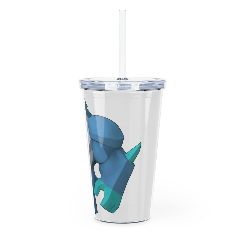 Ice Shark Plastic Tumbler with Straw, featuring a customizable design and double wall insulation, perfect for parties and events.