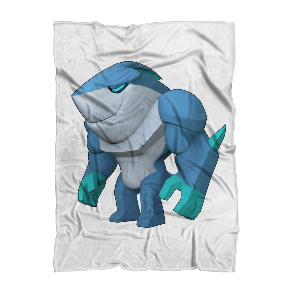 Ice Shark Sublimation Throw Blanket featuring vibrant colors and a soft polar fleece texture, perfect for cozying up.