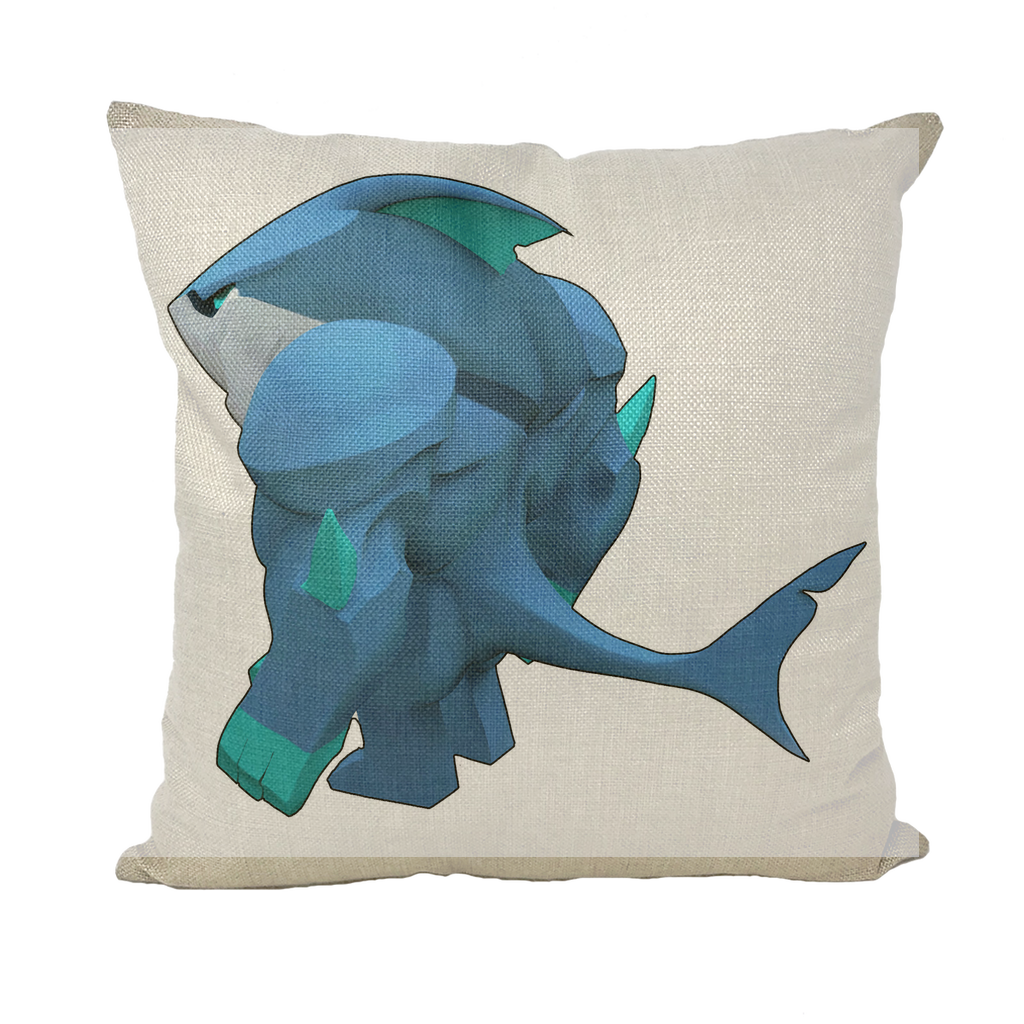 Ice Shark Throw Pillows in various styles including linen, canvas, and suede, showcasing vibrant colors and textures.