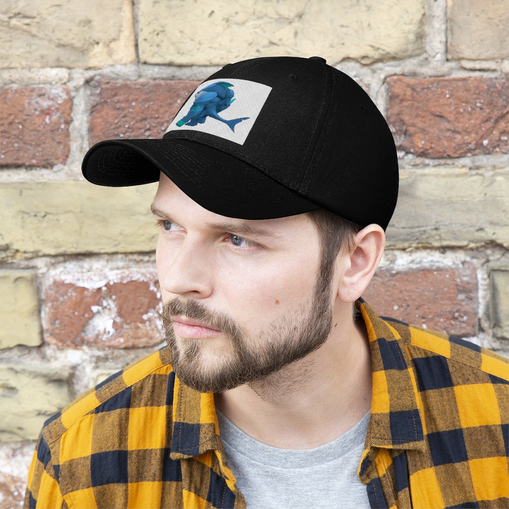 Ice Shark Unisex Twill Hat in cotton twill fabric, featuring a classic 6-panel design and adjustable Velcro closure.