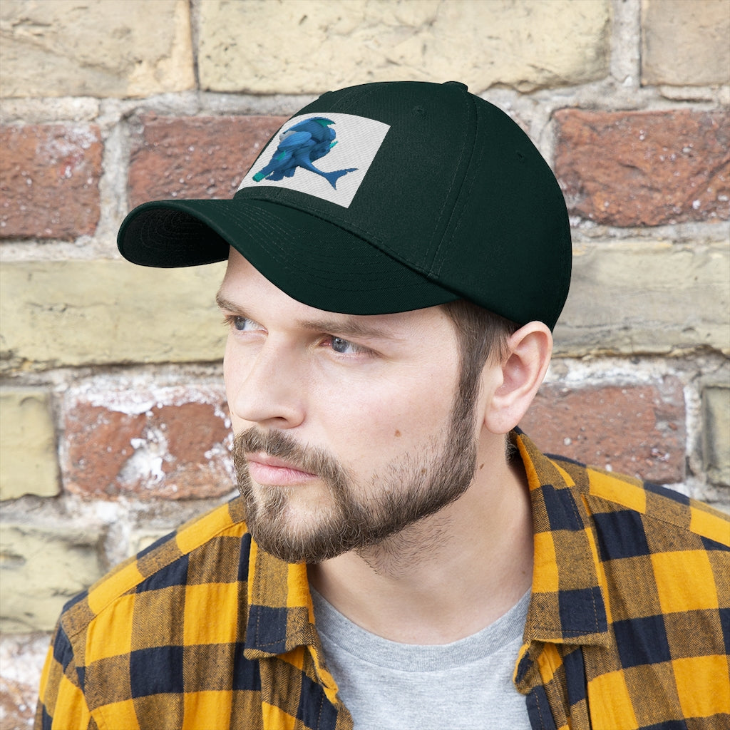 Ice Shark Unisex Twill Hat in cotton twill fabric, featuring a classic 6-panel design and adjustable Velcro closure.