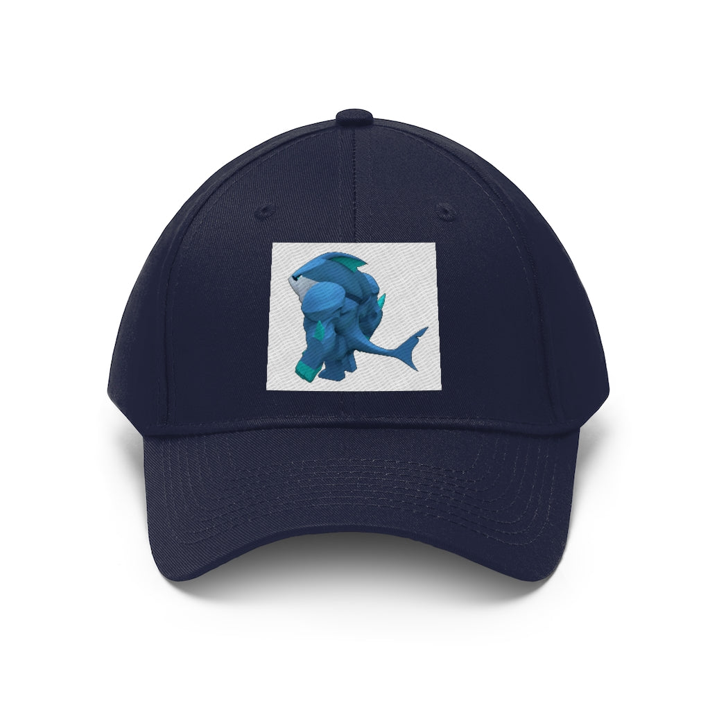 Ice Shark Unisex Twill Hat in cotton twill fabric, featuring a classic 6-panel design and adjustable Velcro closure.