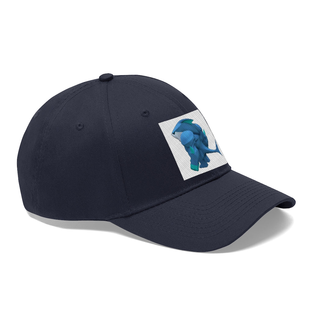 Ice Shark Unisex Twill Hat in cotton twill fabric, featuring a classic 6-panel design and adjustable Velcro closure.