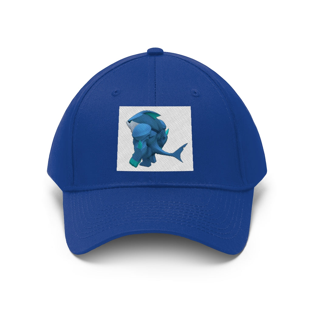 Ice Shark Unisex Twill Hat in cotton twill fabric, featuring a classic 6-panel design and adjustable Velcro closure.