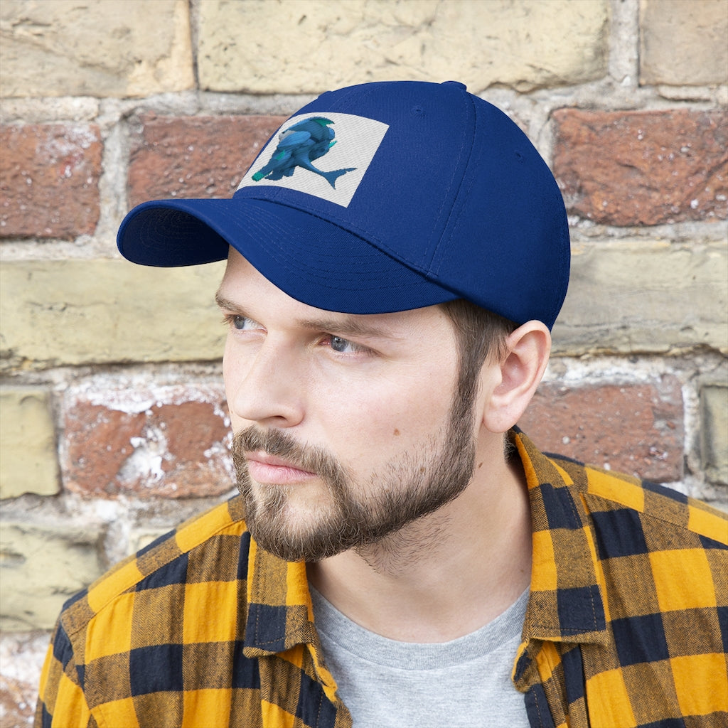 Ice Shark Unisex Twill Hat in cotton twill fabric, featuring a classic 6-panel design and adjustable Velcro closure.