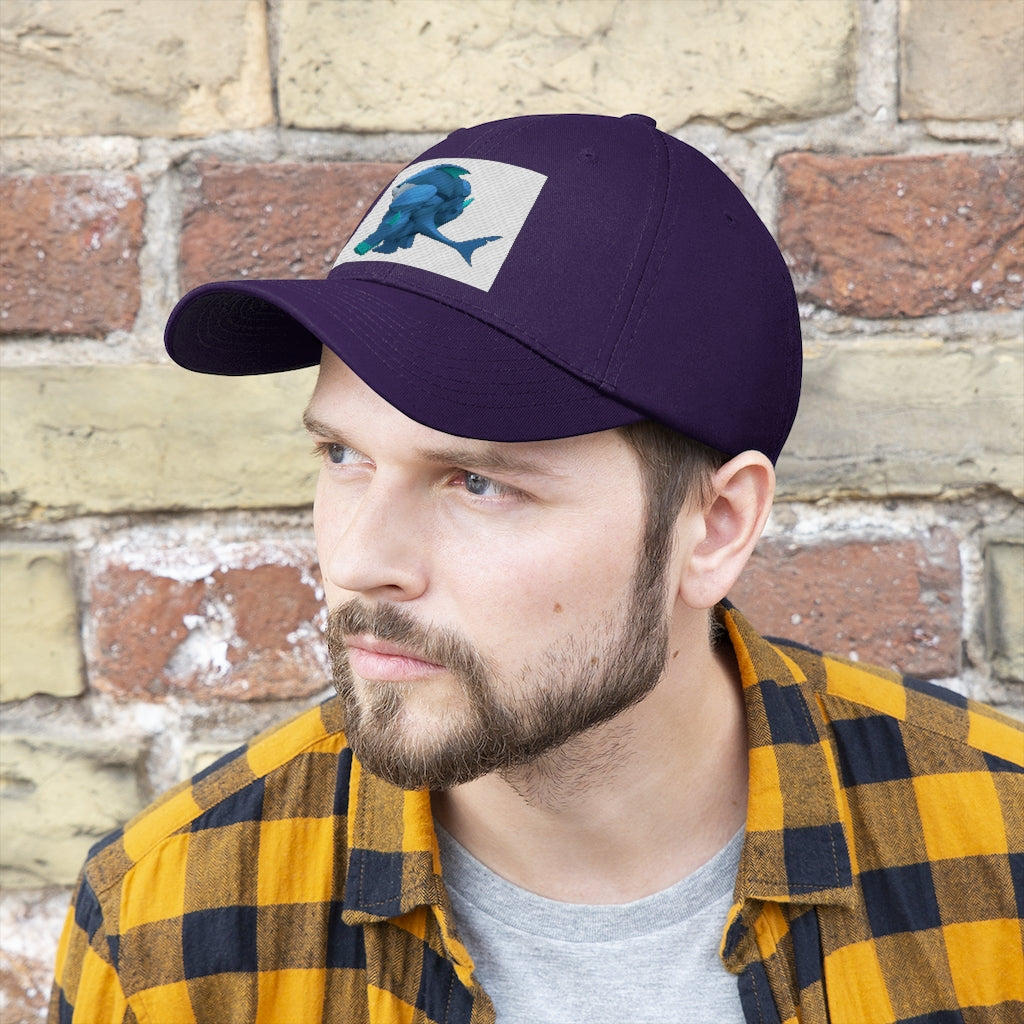 Ice Shark Unisex Twill Hat in cotton twill fabric, featuring a classic 6-panel design and adjustable Velcro closure.