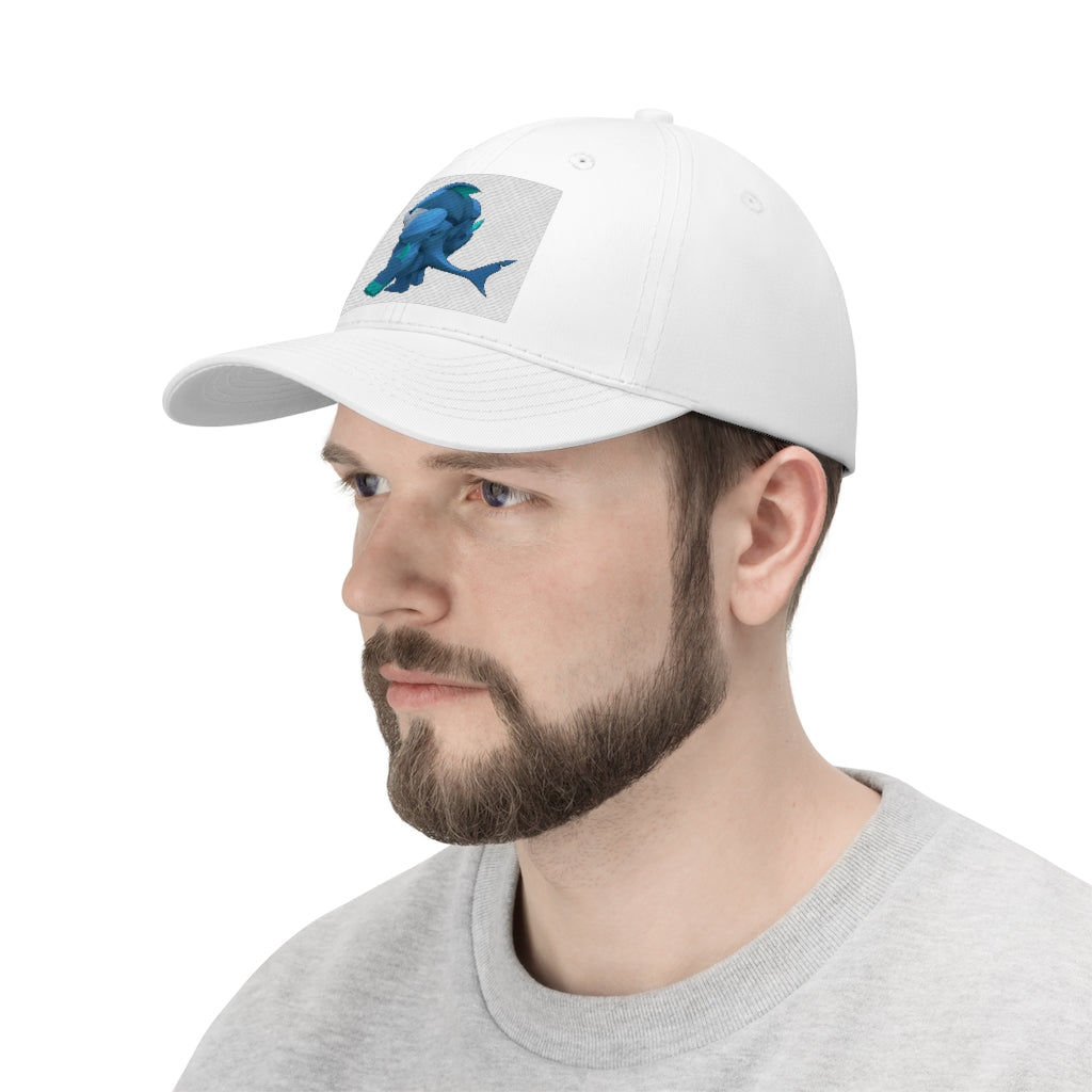 Ice Shark Unisex Twill Hat in cotton twill fabric, featuring a classic 6-panel design and adjustable Velcro closure.