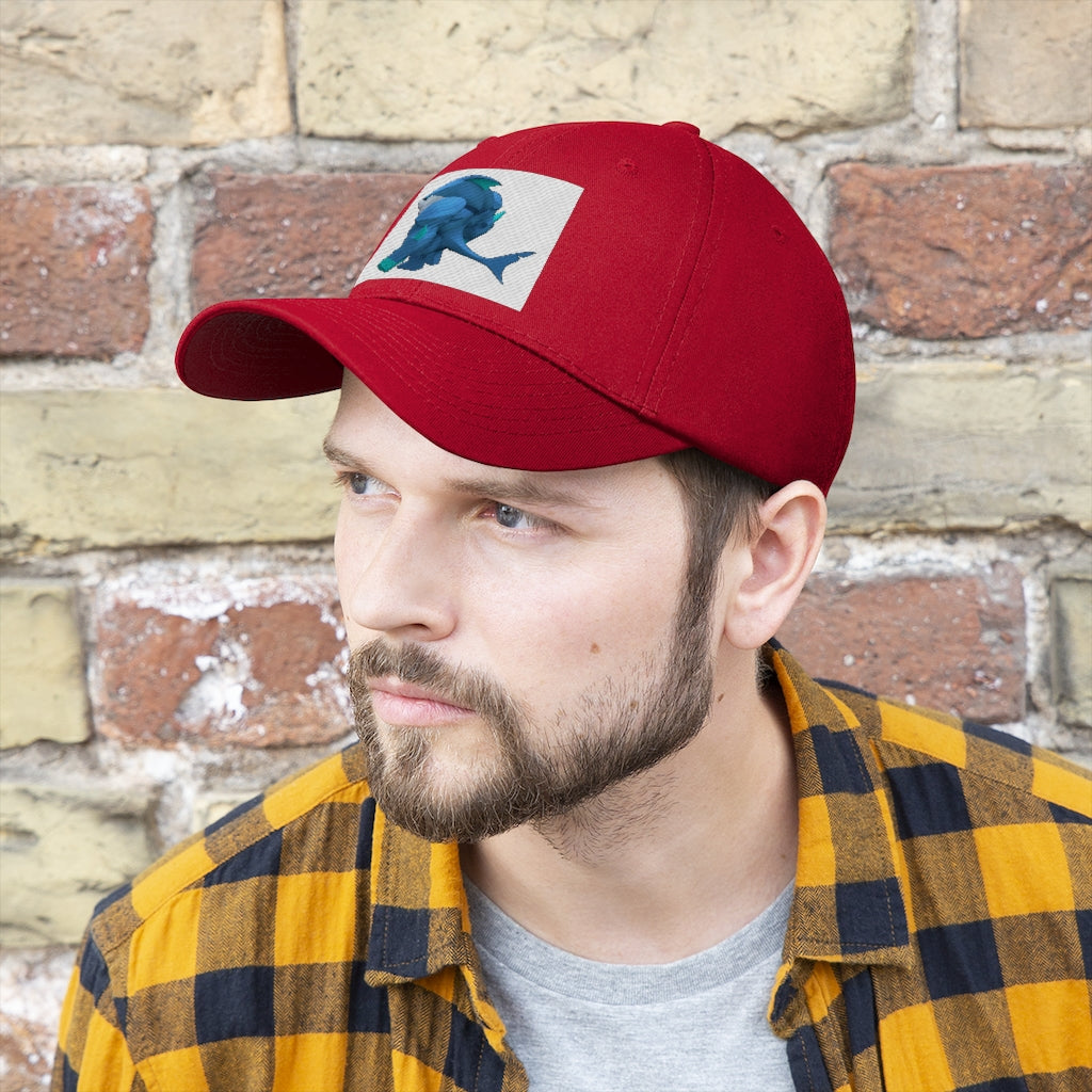 Ice Shark Unisex Twill Hat in cotton twill fabric, featuring a classic 6-panel design and adjustable Velcro closure.