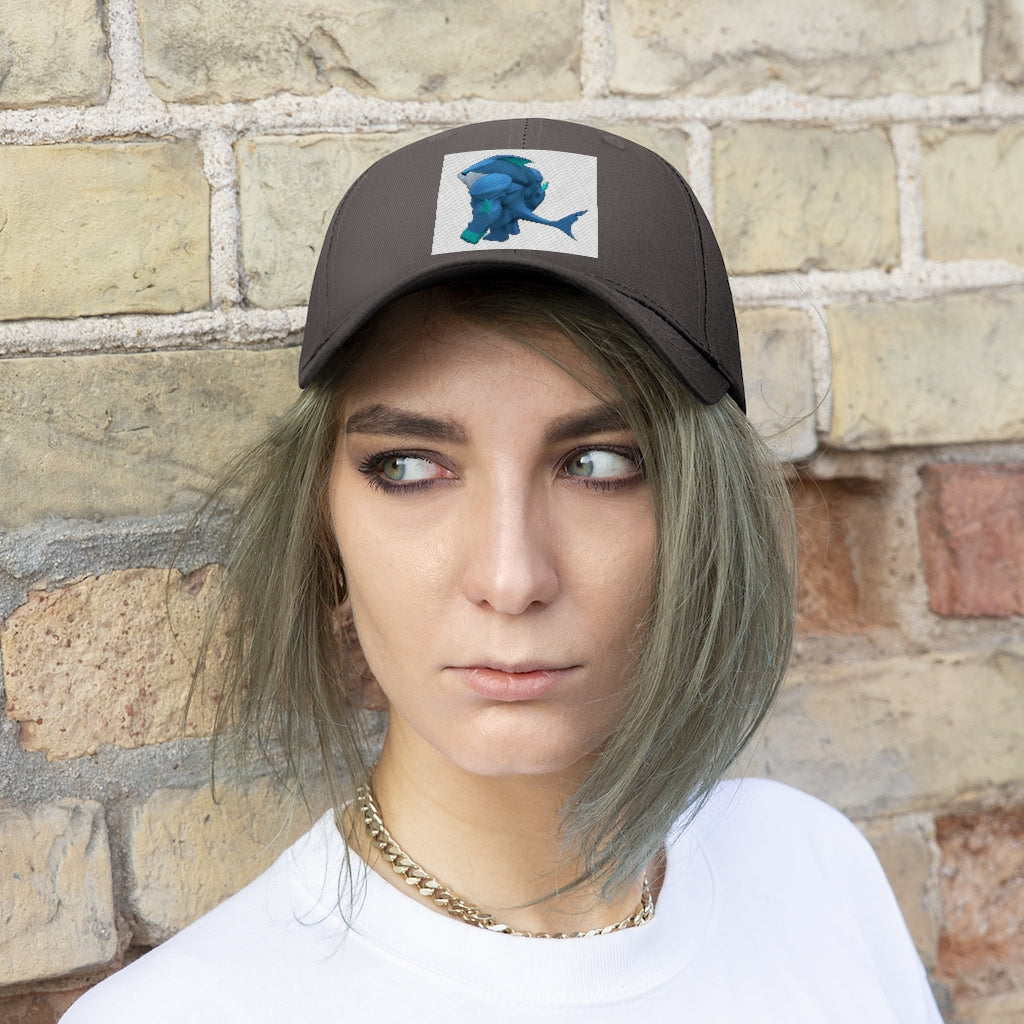 Ice Shark Unisex Twill Hat in cotton twill fabric, featuring a classic 6-panel design and adjustable Velcro closure.