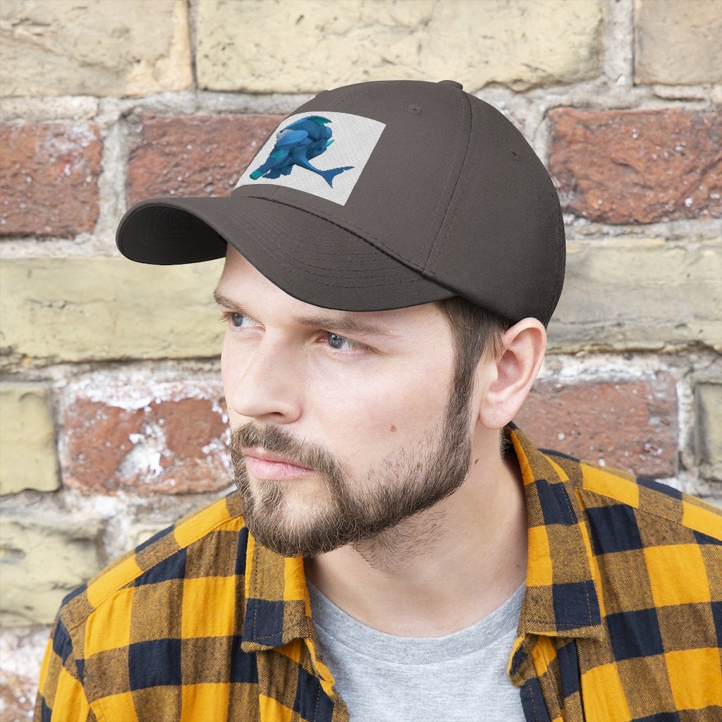 Ice Shark Unisex Twill Hat in cotton twill fabric, featuring a classic 6-panel design and adjustable Velcro closure.