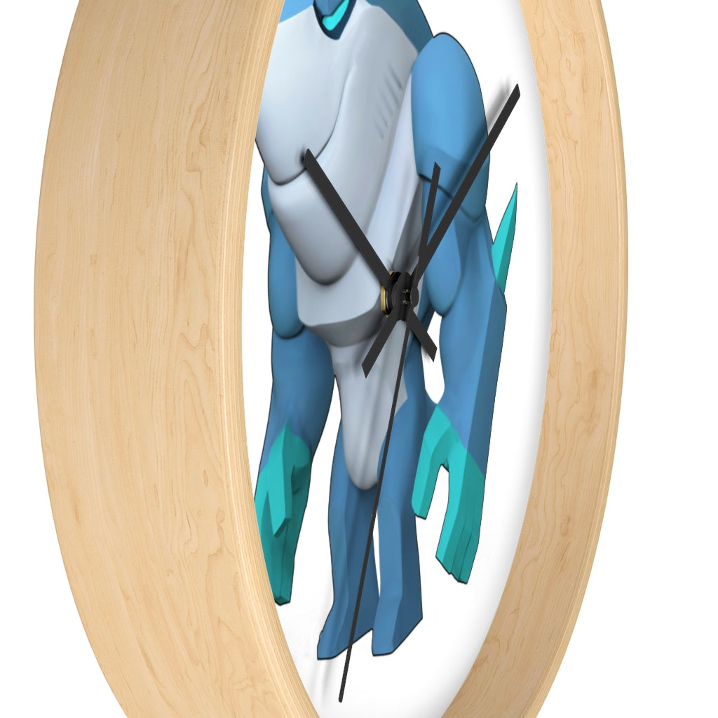 Ice Shark Wall Clock featuring a unique design with a wooden frame and plexiglass face, perfect for indoor use.