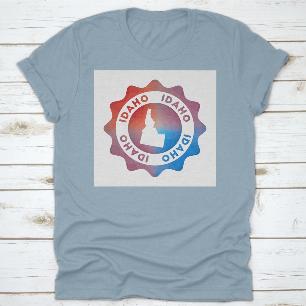 Idaho Low Poly Colorful Gradient T-shirt showcasing a geometric design representing the state of Idaho.