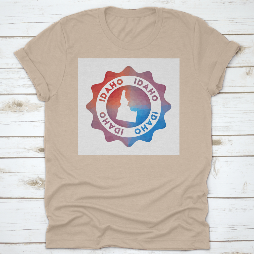 Idaho Low Poly Colorful Gradient T-shirt showcasing a geometric design representing the state of Idaho.