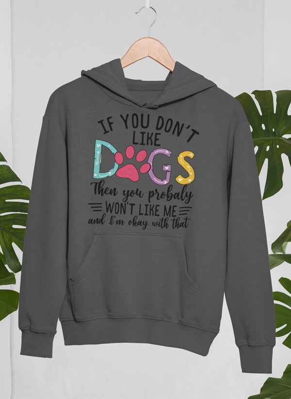 A cozy hoodie featuring a unique design for dog lovers, showcasing an adjustable hood and banded cuffs.