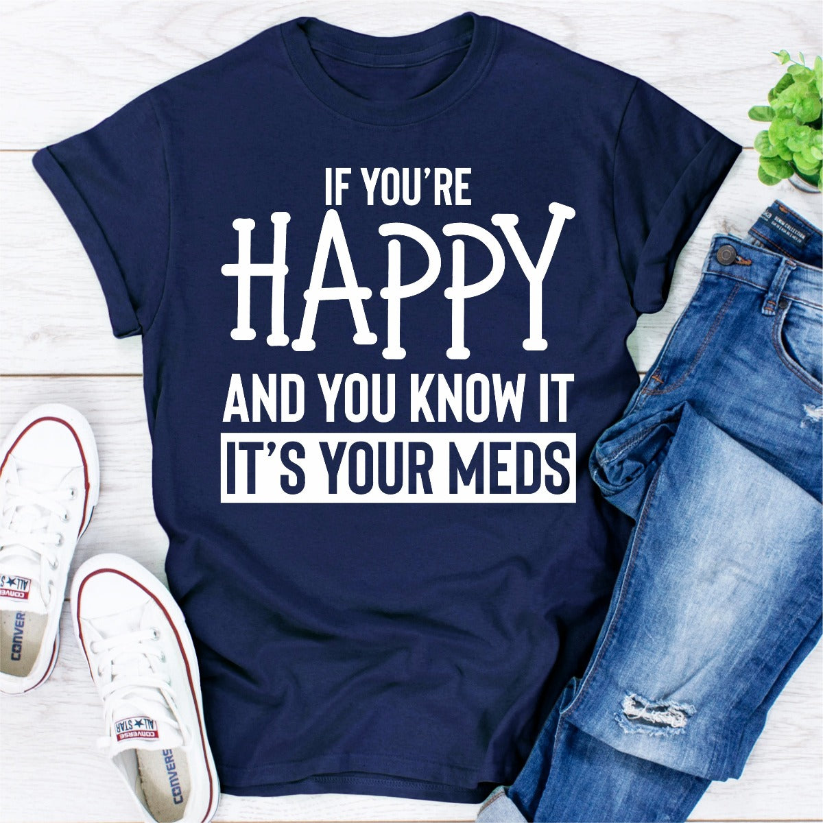 If You're Happy And You Know It T-Shirt made from soft ring-spun cotton, featuring double stitching for durability and a cheerful design.