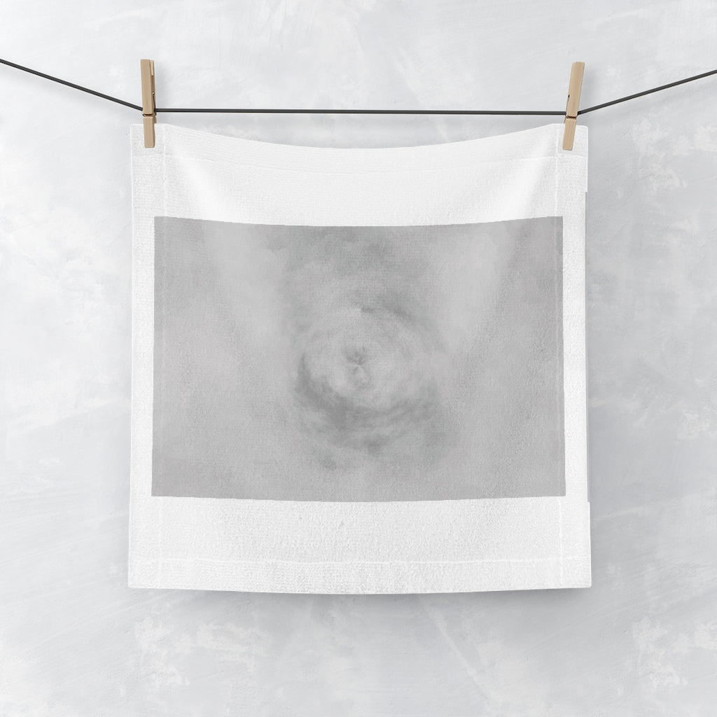 Illusion Face Towel featuring a vibrant custom print on a polyester front and soft cotton back, ideal for personal use or gifting.