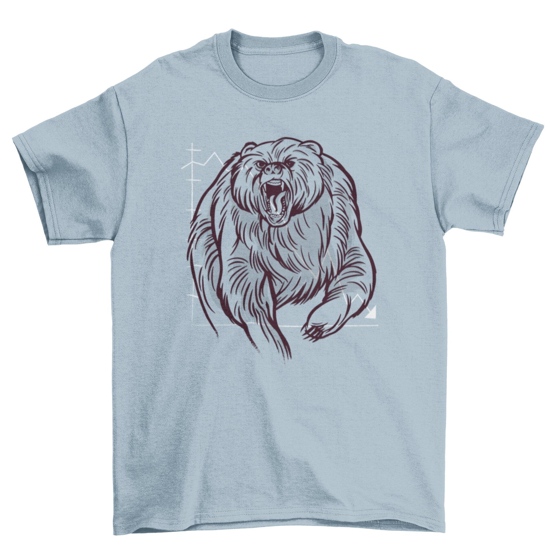 A stylish t-shirt featuring a hand-drawn illustration of an angry bear with a chart background, perfect for animal lovers.