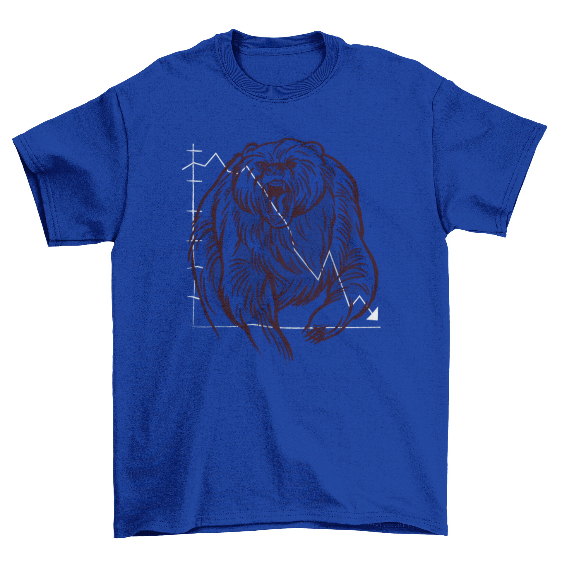 A stylish t-shirt featuring a hand-drawn illustration of an angry bear with a chart background, perfect for animal lovers.