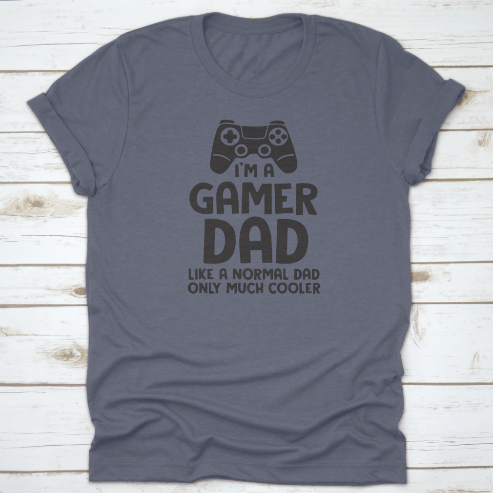 A stylish Gamer Dad logo t-shirt made from 100% cotton, featuring a cool and inspirational design perfect for gaming enthusiasts.