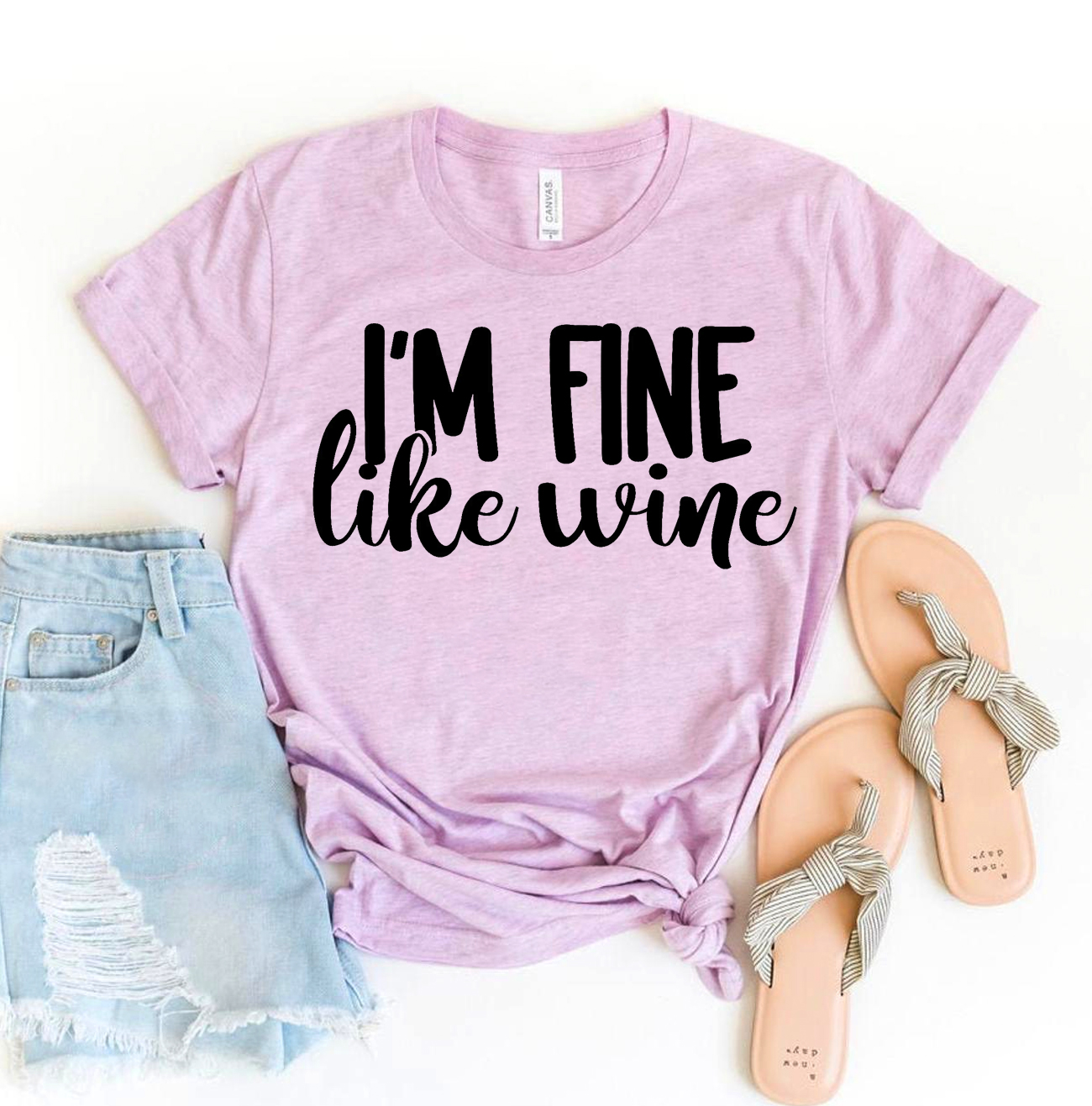 I'm Fine Like Wine T-shirt made of premium ring spun cotton with a stylish flex print design.