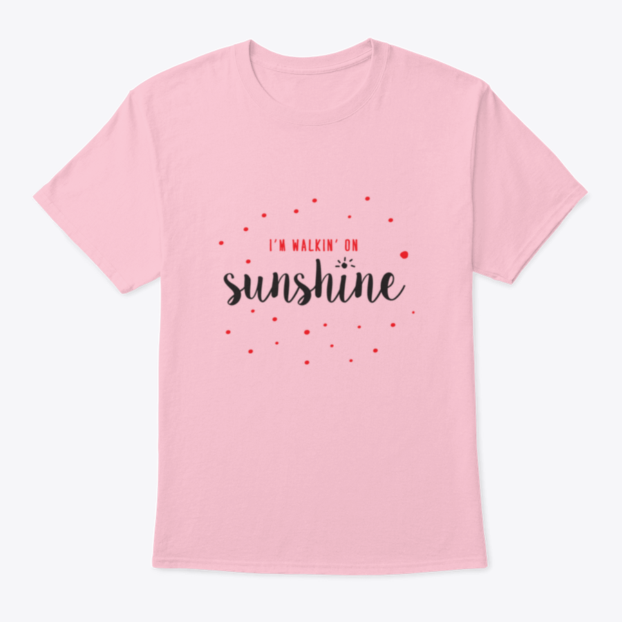 I'M Walking On Sunshine T-shirt featuring red and black typography design on a classic fit cotton fabric.