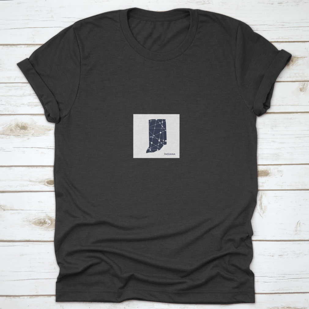 Indiana State Map T-shirt featuring textured lines, made from 100% cotton for comfort.