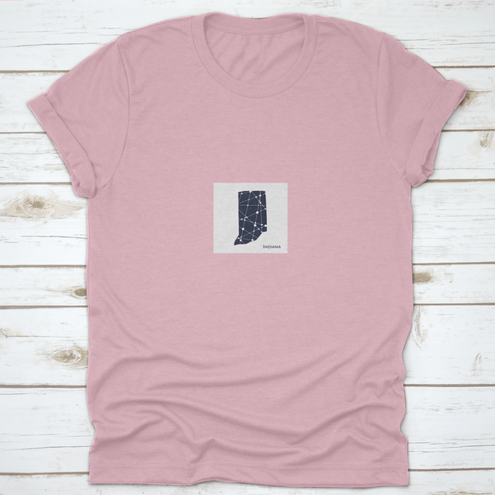 Indiana State Map T-shirt featuring textured lines, made from 100% cotton for comfort.