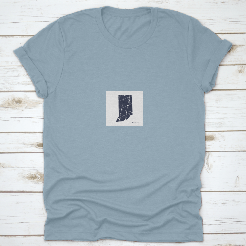 Indiana State Map T-shirt featuring textured lines, made from 100% cotton for comfort.