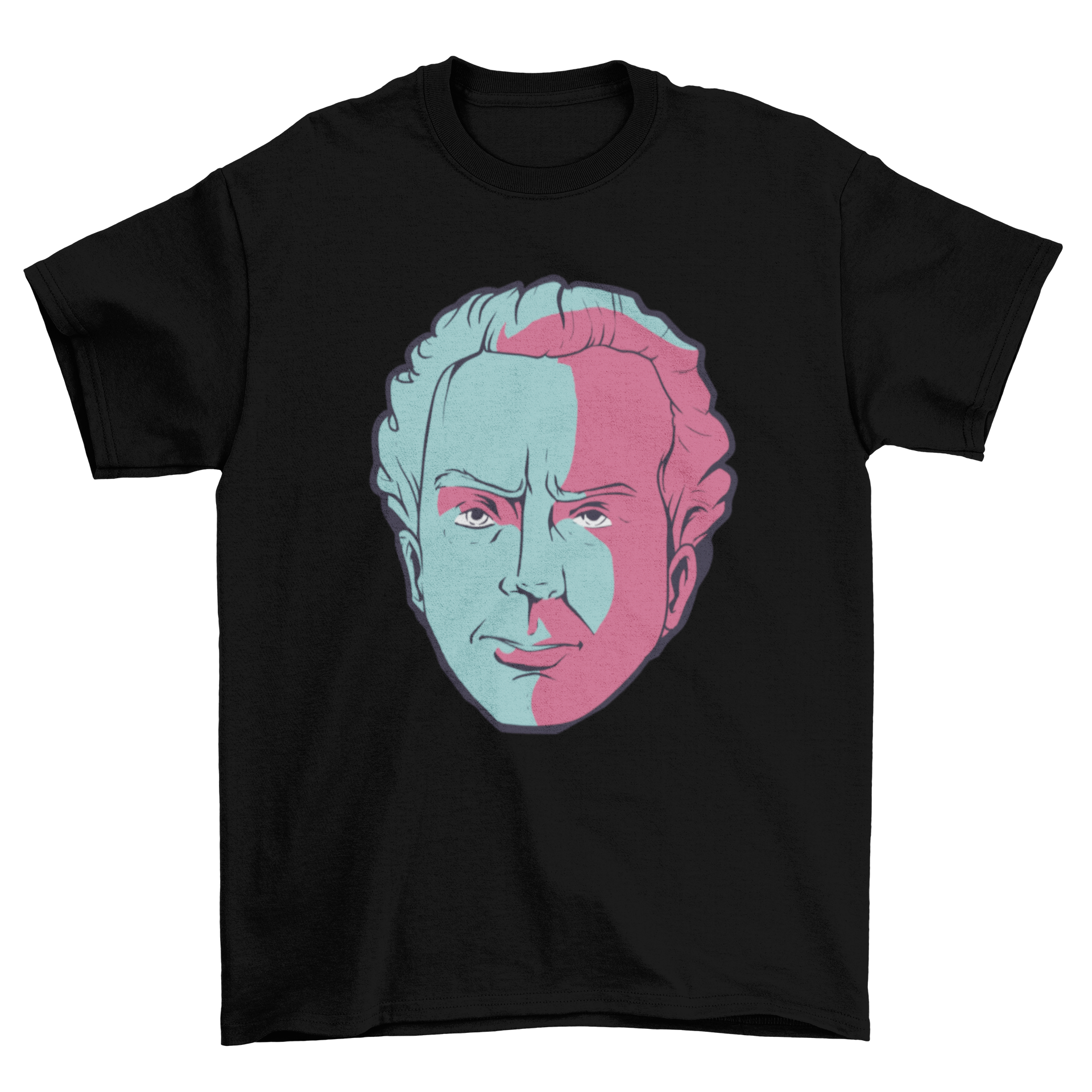 Stylish t-shirt featuring an illustration of Immanuel Kant's face, perfect for philosophy lovers.