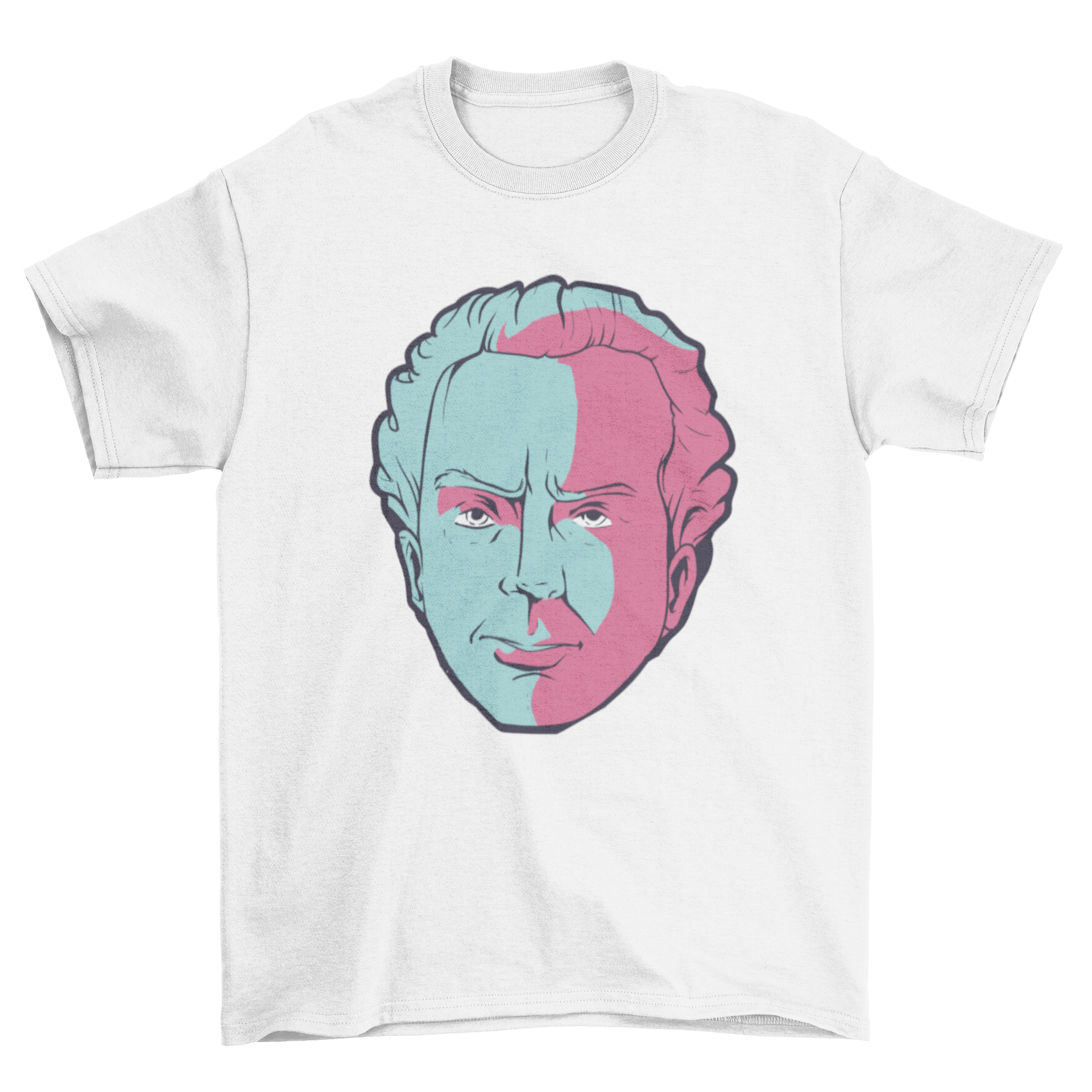 Stylish t-shirt featuring an illustration of Immanuel Kant's face, perfect for philosophy lovers.