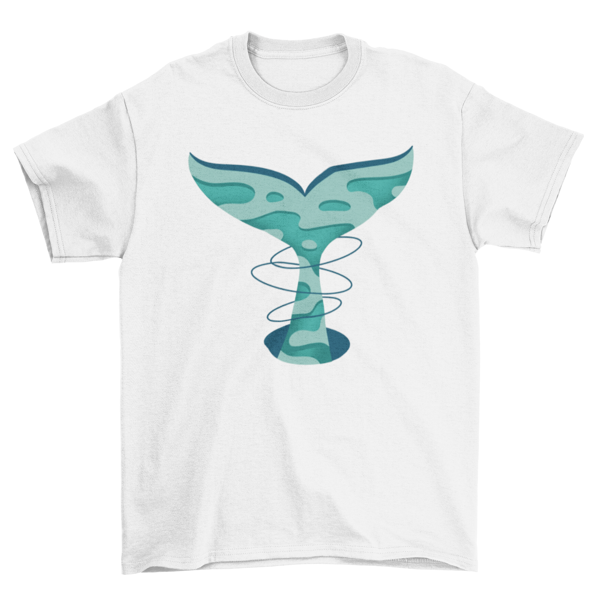 Incredible t-shirt featuring a whale tail in papercut style, showcasing intricate design and vibrant colors.