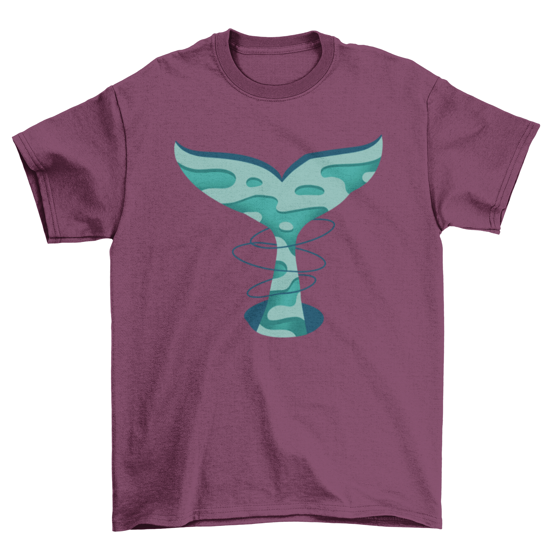 Incredible t-shirt featuring a whale tail in papercut style, showcasing intricate design and vibrant colors.