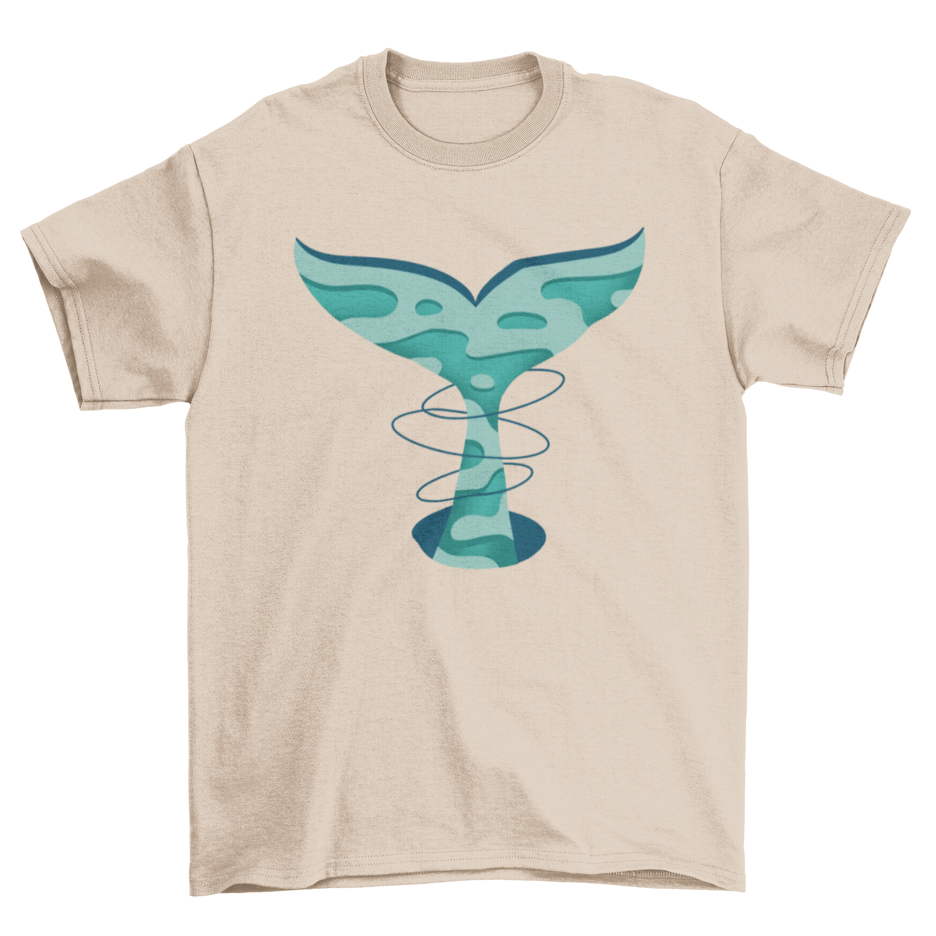 Incredible t-shirt featuring a whale tail in papercut style, showcasing intricate design and vibrant colors.