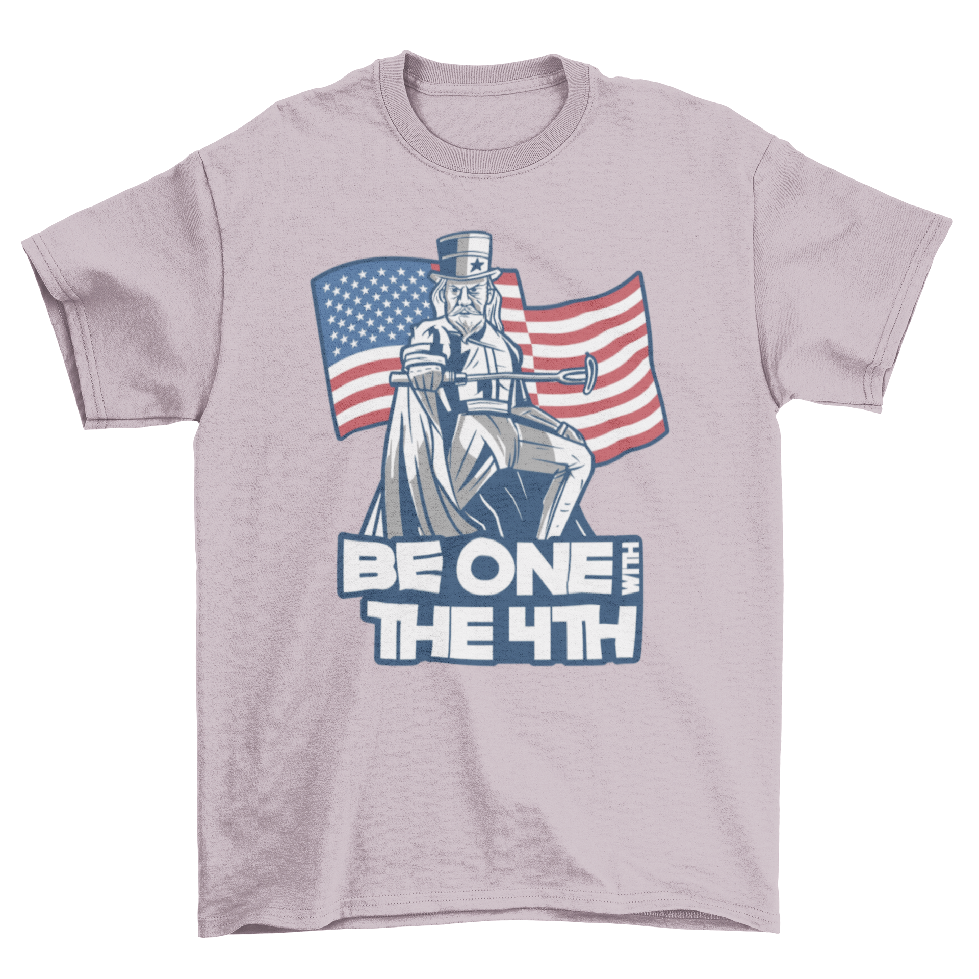 Independence Day parody t-shirt featuring Uncle Sam and the quote 'Be one with the 4th'.