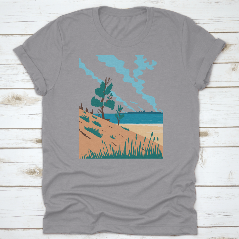 A comfortable t-shirt featuring the Indiana Dunes National Park design, made from 100% cotton with a classic fit.