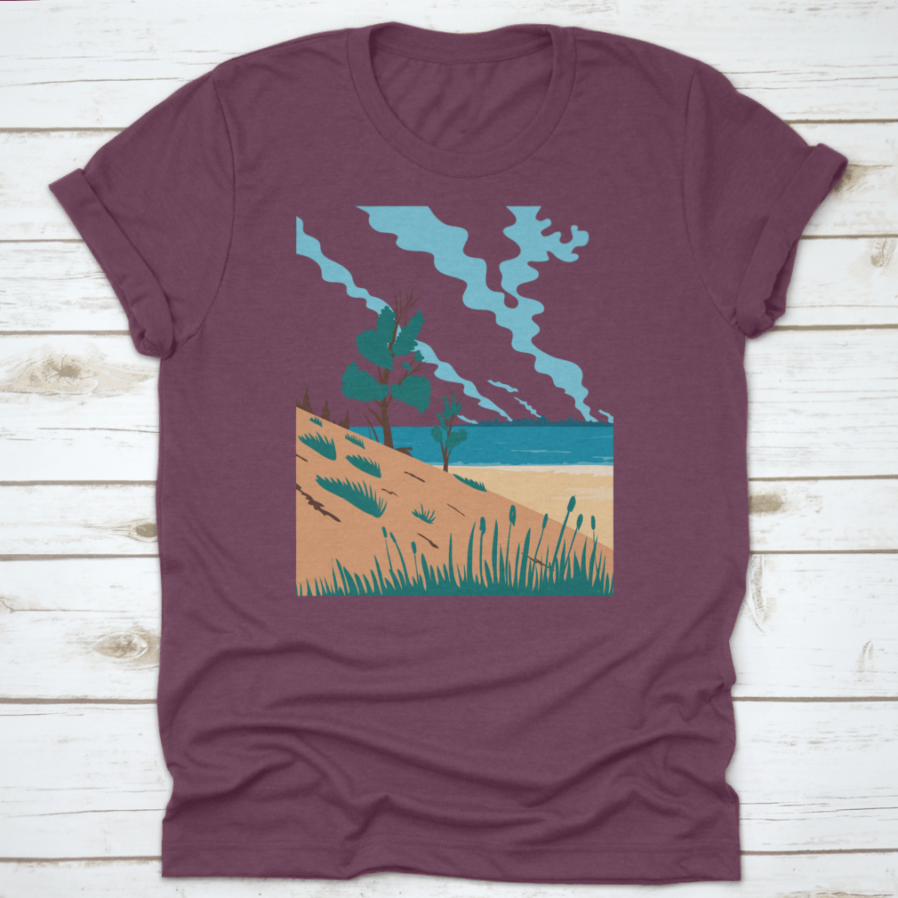 A comfortable t-shirt featuring the Indiana Dunes National Park design, made from 100% cotton with a classic fit.