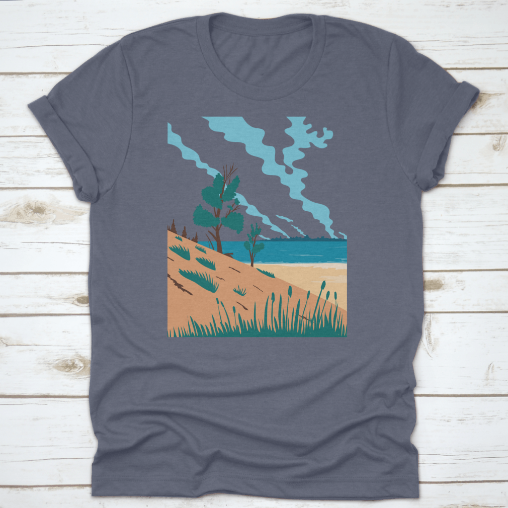 A comfortable t-shirt featuring the Indiana Dunes National Park design, made from 100% cotton with a classic fit.