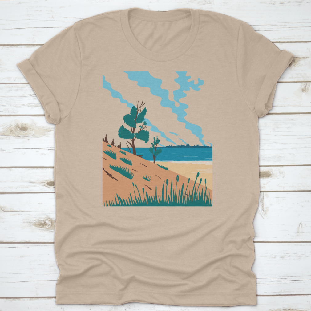 A comfortable t-shirt featuring the Indiana Dunes National Park design, made from 100% cotton with a classic fit.