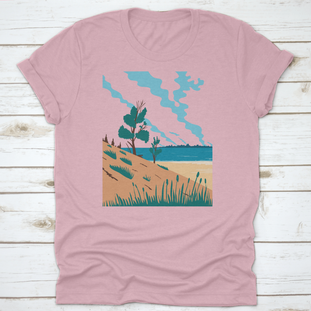 A comfortable t-shirt featuring the Indiana Dunes National Park design, made from 100% cotton with a classic fit.