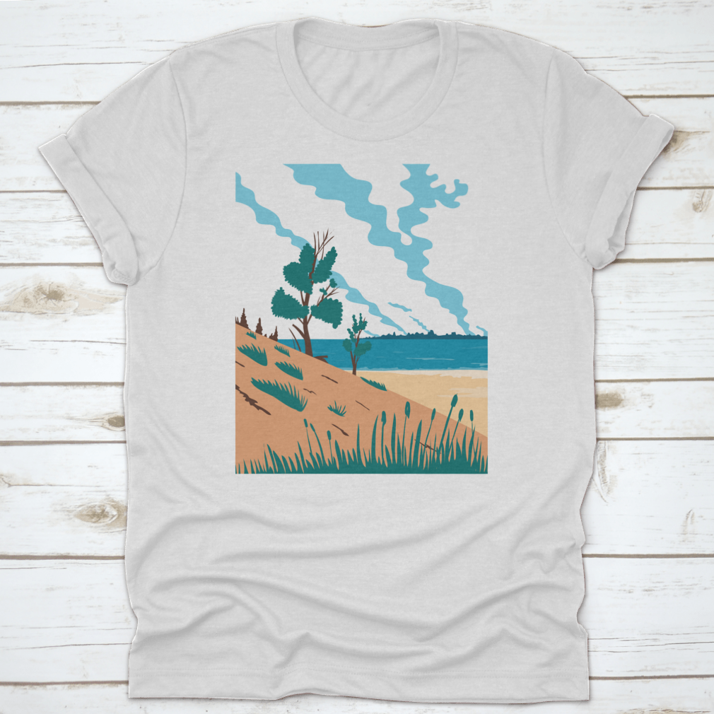 A comfortable t-shirt featuring the Indiana Dunes National Park design, made from 100% cotton with a classic fit.