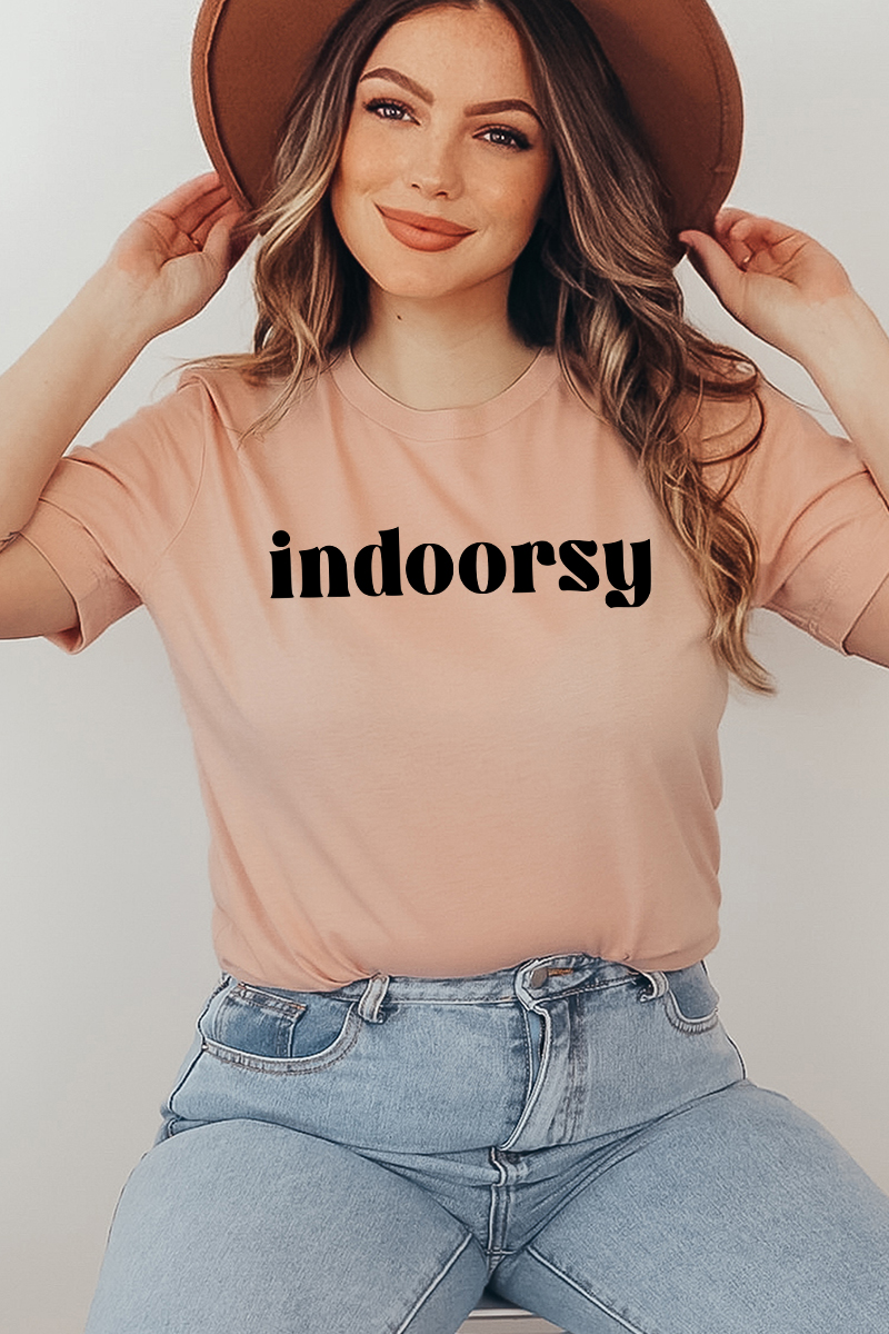 Indoorsy T-shirt made of premium ring spun cotton with a soft feel and high-quality flex print design.