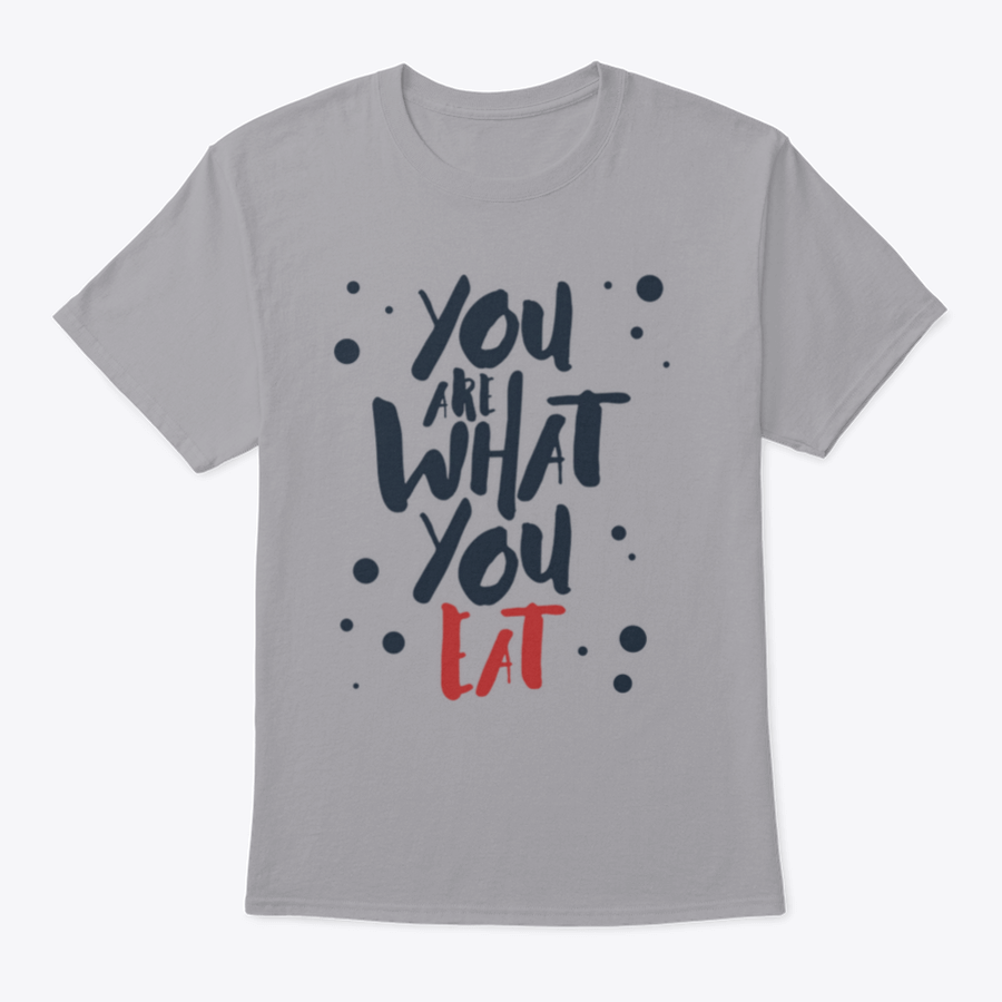 Inspirational T-shirt featuring red and black vector lettering on a white background, made from 100% cotton.