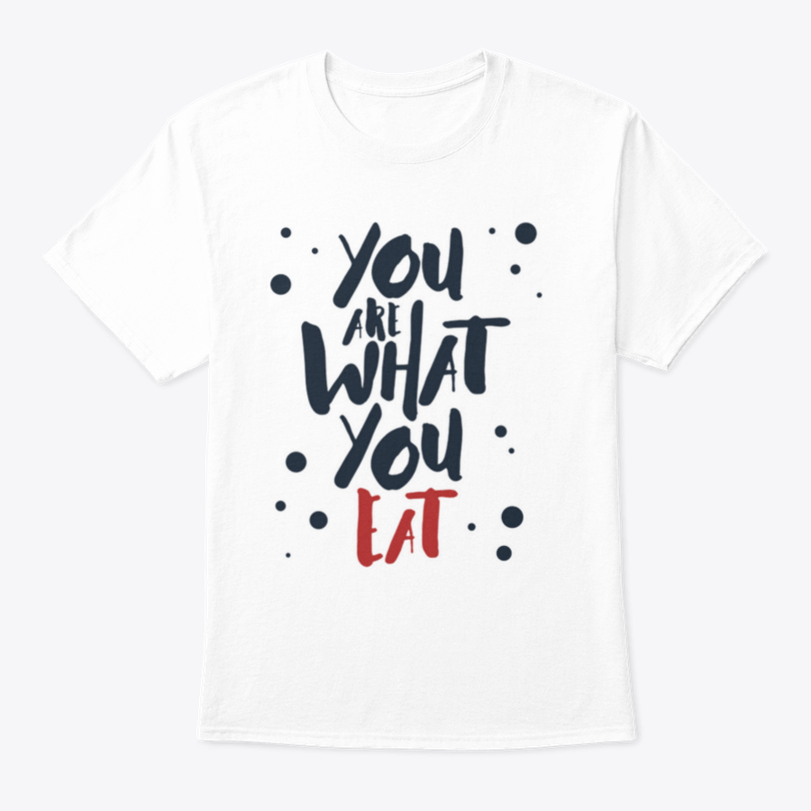 Inspirational T-shirt featuring red and black vector lettering on a white background, made from 100% cotton.